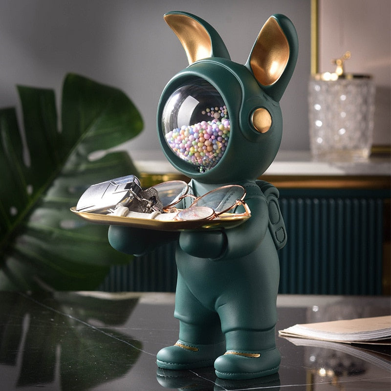 Rabbit Astronaut Tray Statue