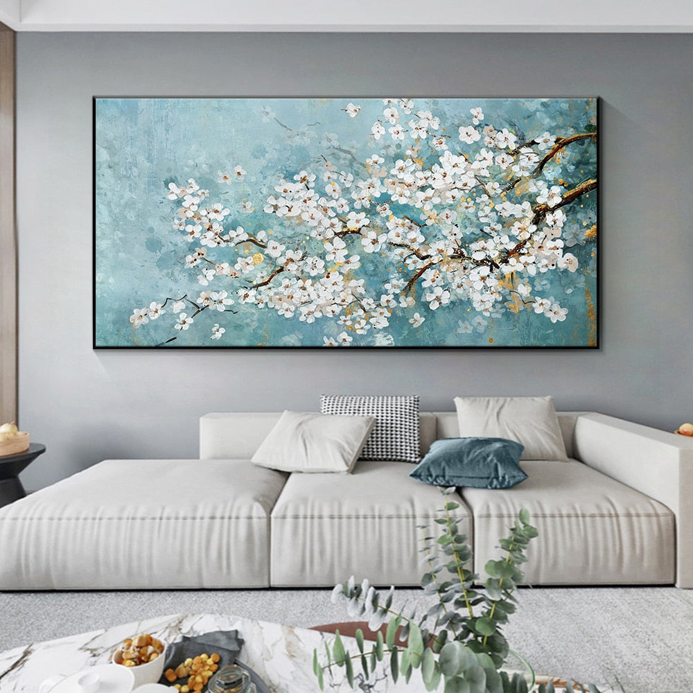 White Flower Oil Painting Canvas Art