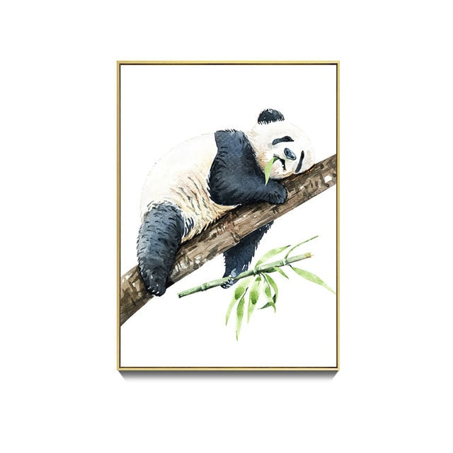 Cute Panda Bamboo Canvas Art