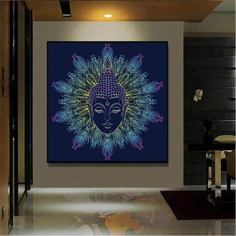 Mandala Buddha Face Canvas Art