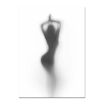 Sexy Women Behind The Curtain Silhouette Canvas Art