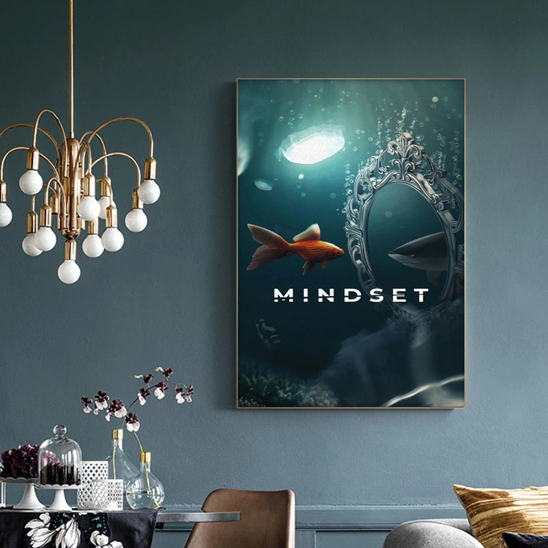 Undersea Goldfish Reflection Shark Motivational Canvas Art