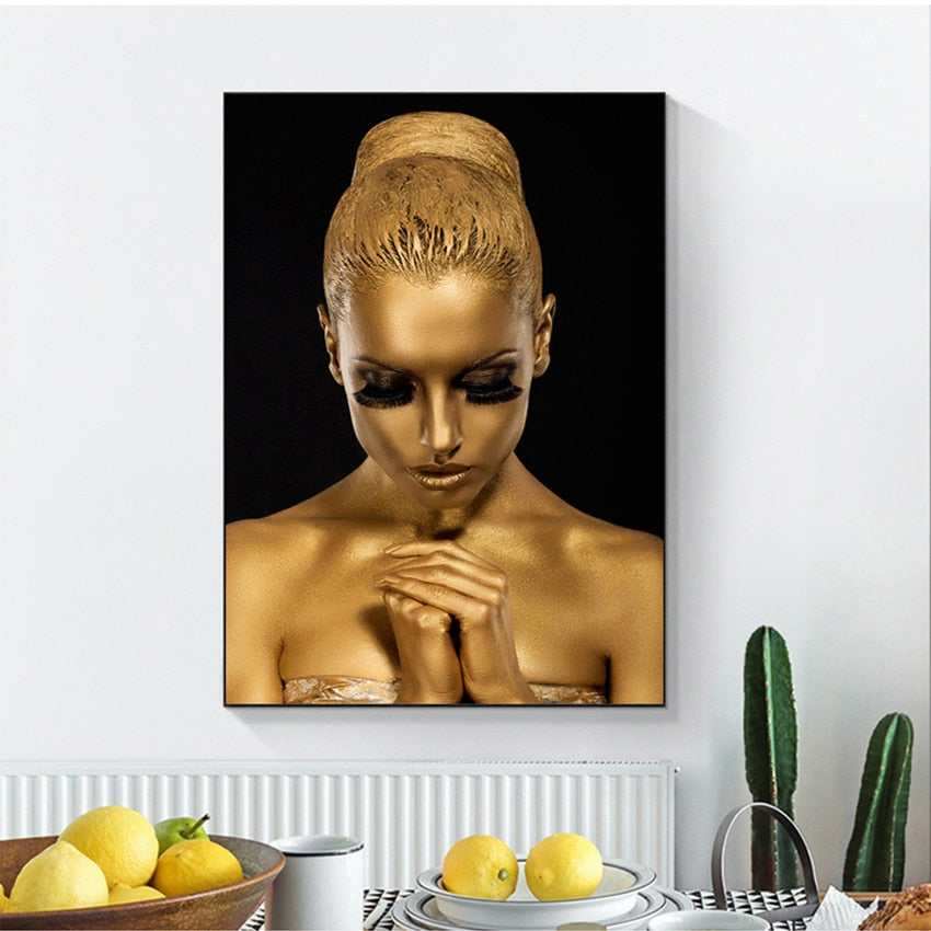 Black Gold African Art Woman Oil Painting Canvas Art