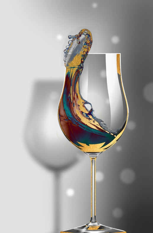 Wine Glass Gold Canvas Art