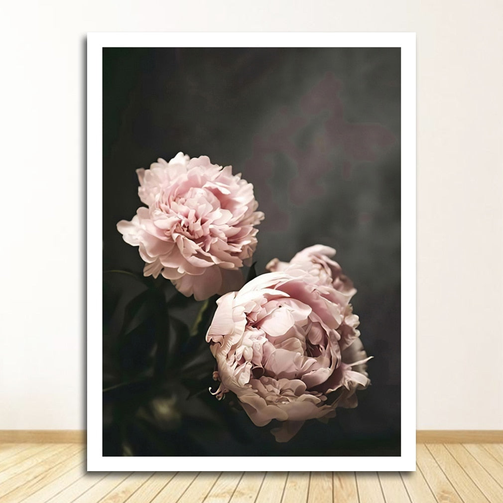 Woman by the Window Pink Peony Canvas Art