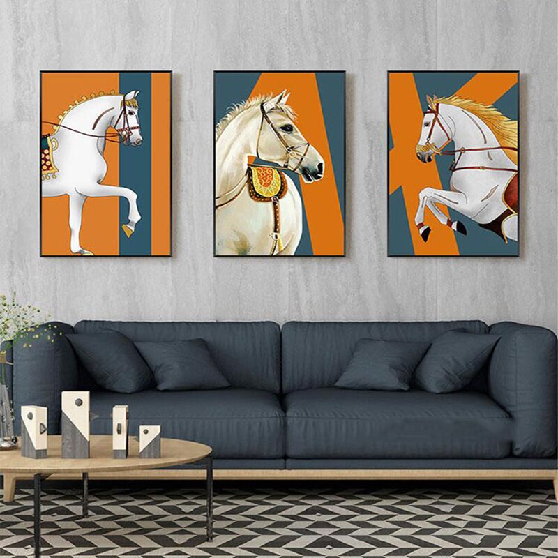 Three White Horses Canvas Art