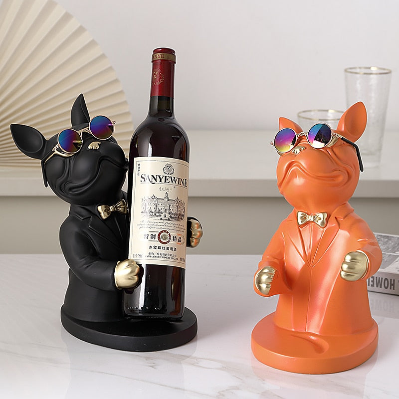 Bulldog Wine Holder Statue