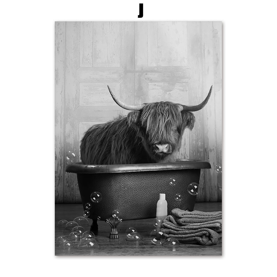 Animals in the Bathtub Canvas Art