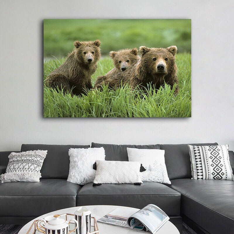 Cute Bear In The Forest Canvas Art