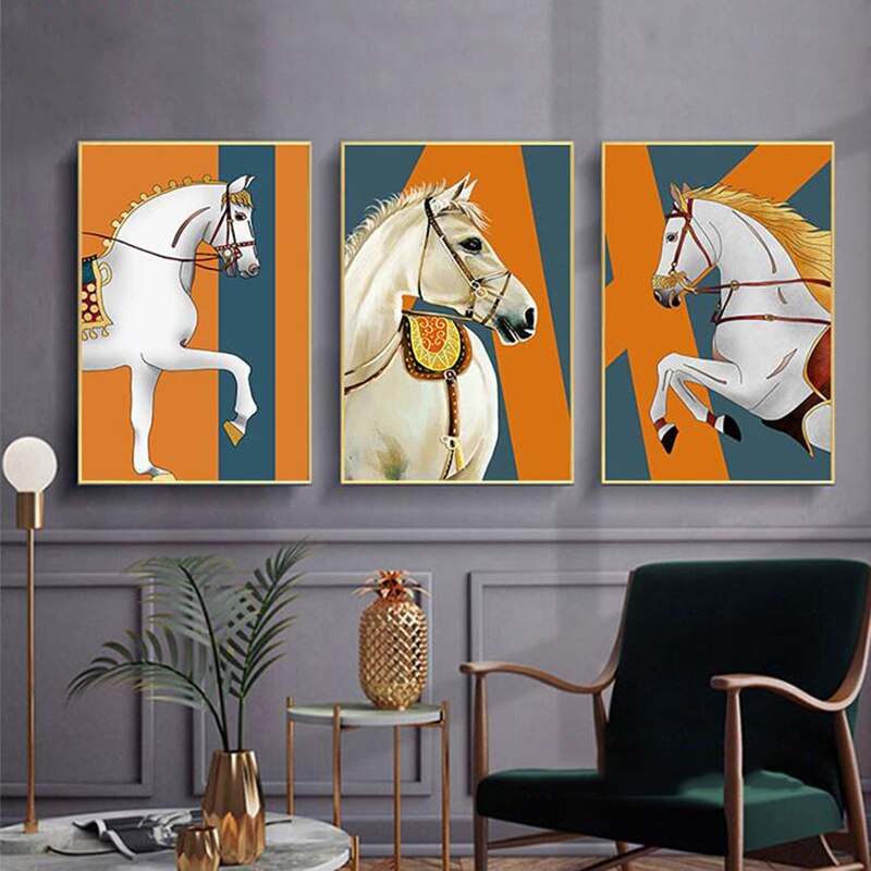 Three White Horses Canvas Art