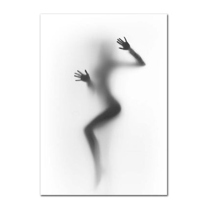 Sexy Women Behind The Curtain Silhouette Canvas Art