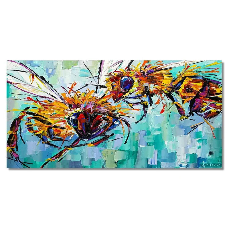 Two Bees Oil Painting Wall Art Canvas