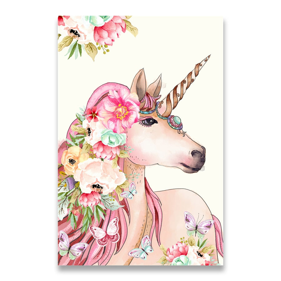 Pink Unicorn Flamingo Canvas Art