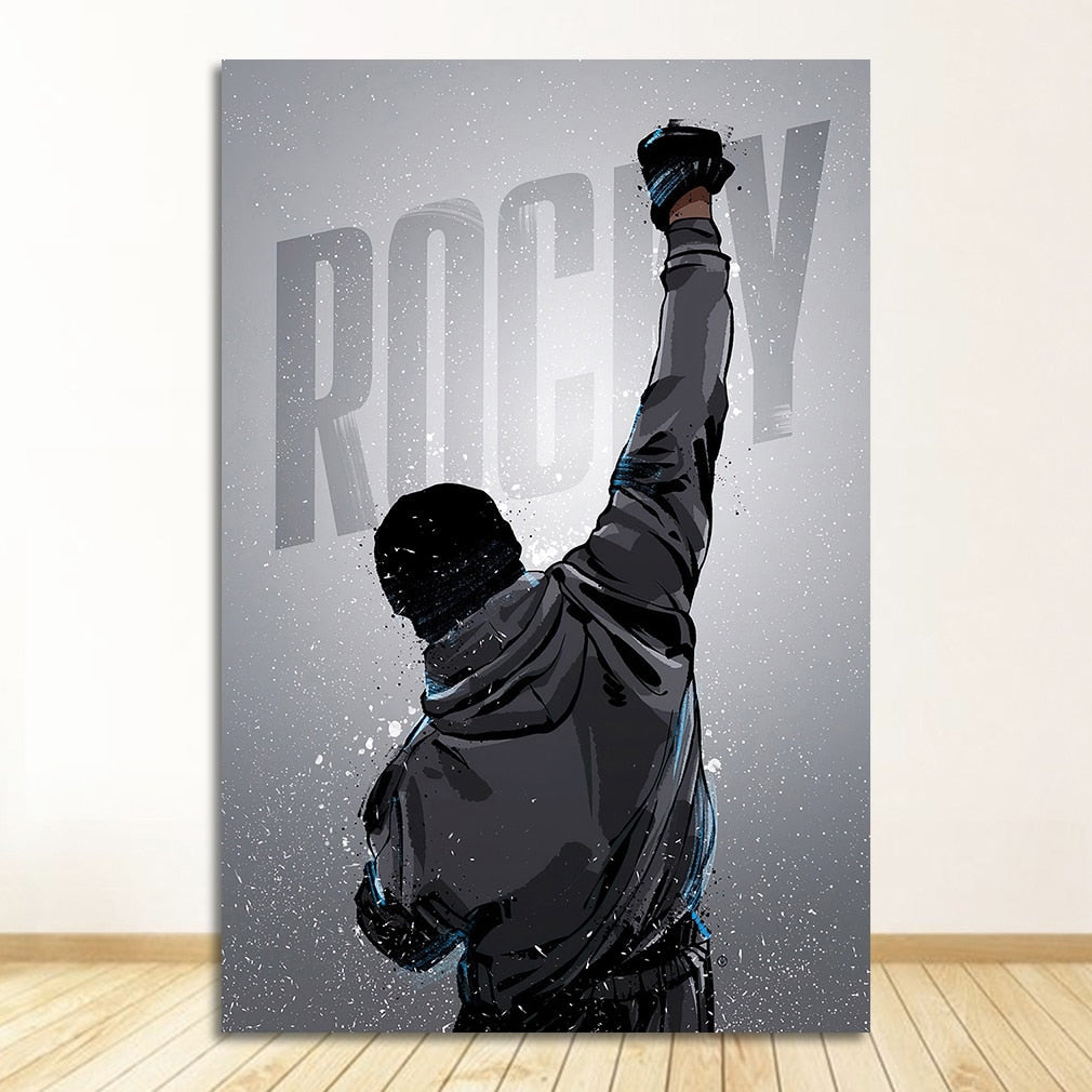 Black and White Rocky Balboa Boxing Quotes Canvas Art