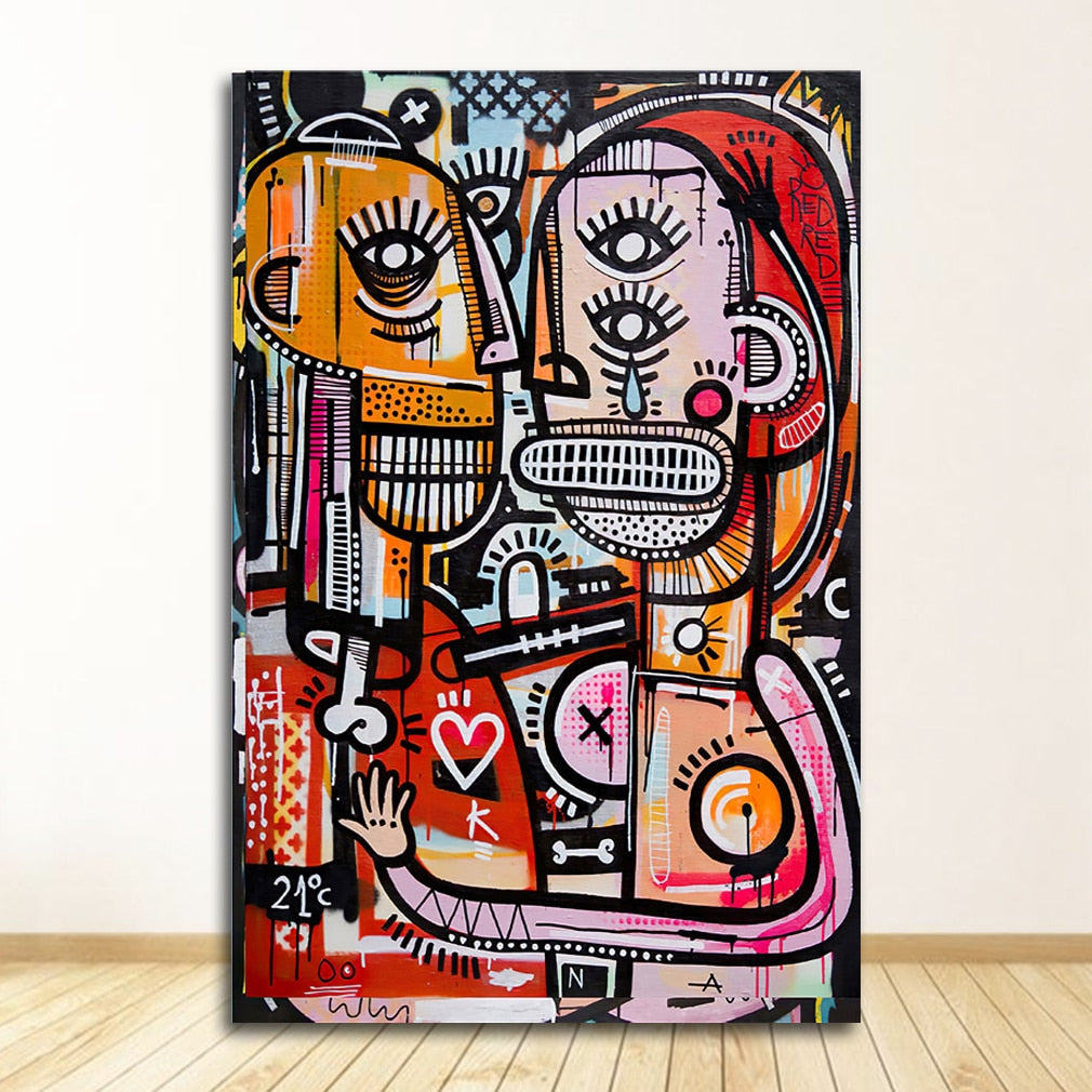 Graffiti Street Art Joachim Abstract Colorful Canvas Painting Art