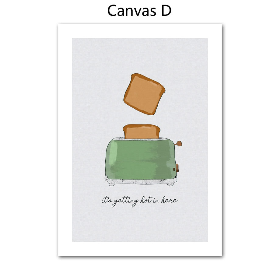 Toaster Teapot Kitchen Canvas Art