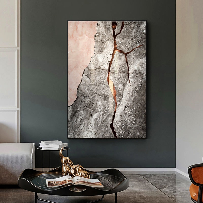 Modern Stone Texture Lines Canvas Art