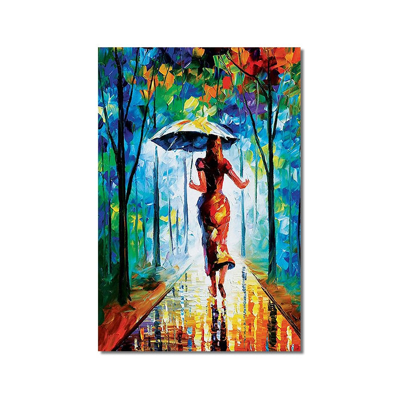 Watercolor Park Rain Canvas Art