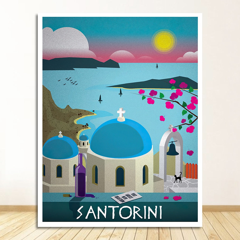 Greece Santorini Island Art Canvas