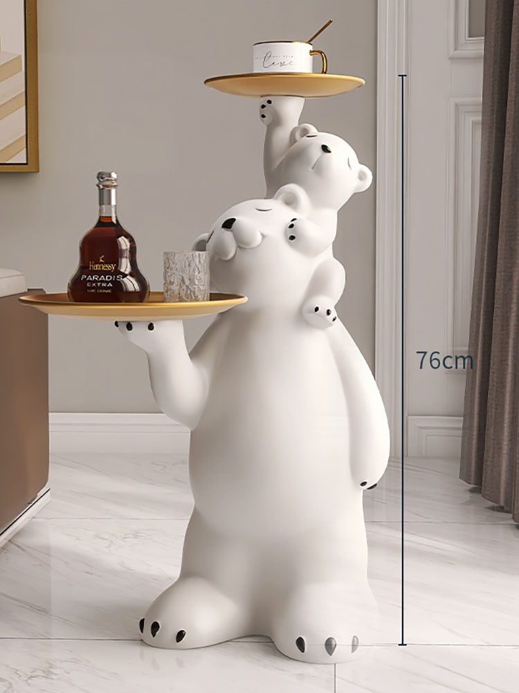 Polar Bear Cub Statue with Trays