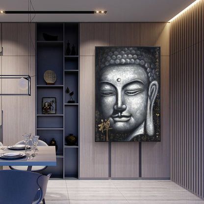 Sliver Buddha Oil Painting Canvas Art