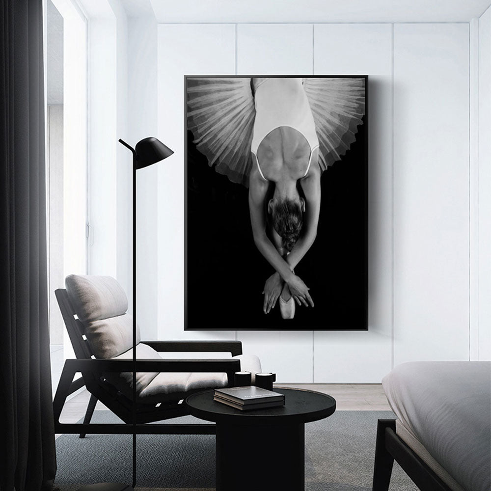 Black and White Ballet Girl On The Wall Canvas Art