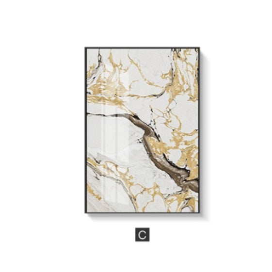 Gold and White Marble Canvas Art