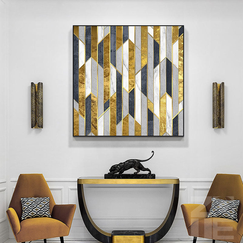 Geometry Pattern Gold Gray Canvas Art