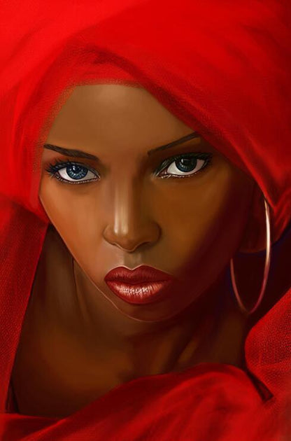 Red scarf African Women Canvas Art