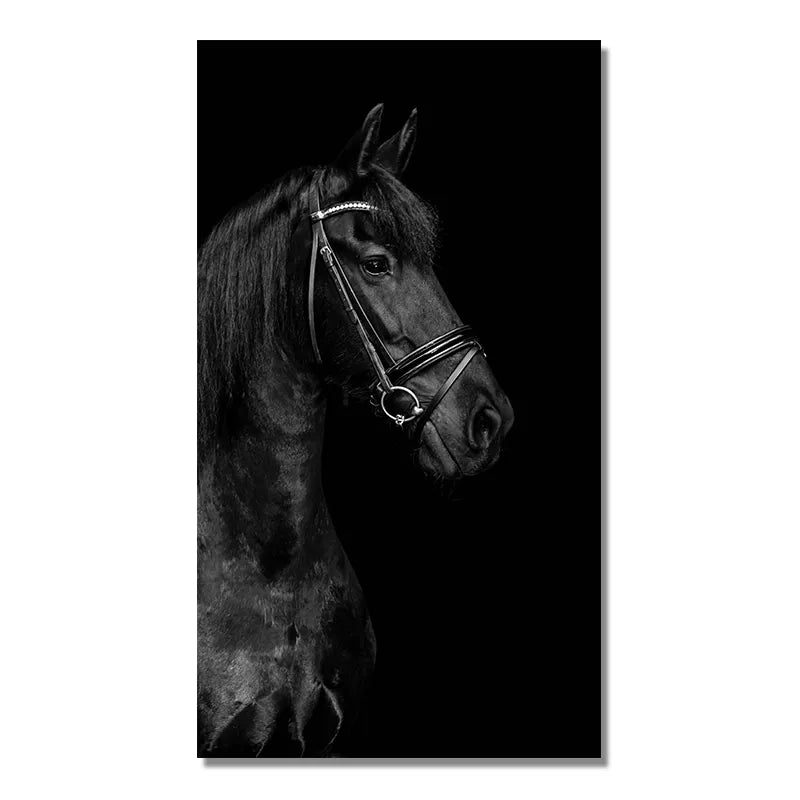 Black Horse Portrait Wall Art Canvas