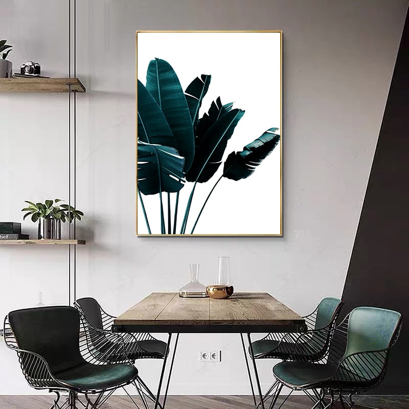 Tropical Plant Plantain Leaves Canvas Art