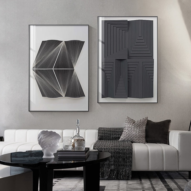 Black and White Modern Minimalist Abstract Canvas Art