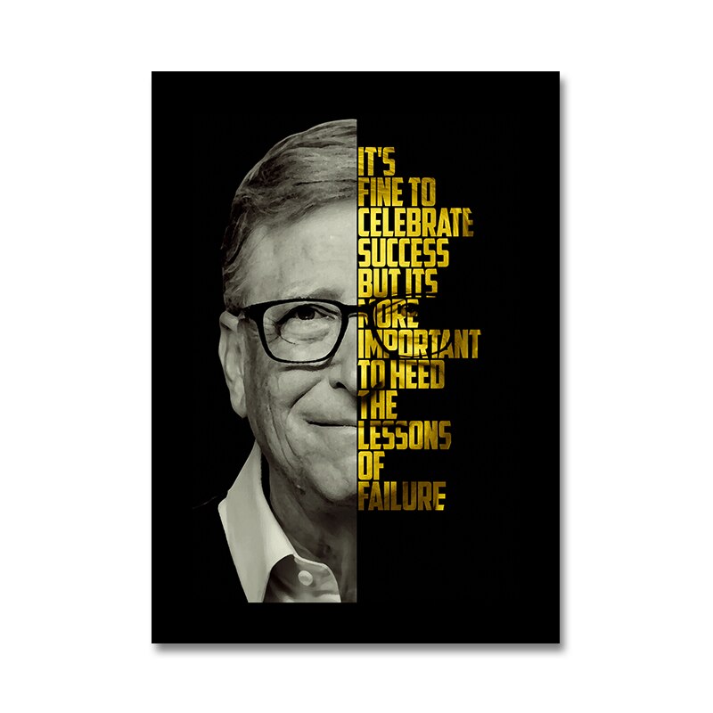 Warren Buffet Steve Jobs Bill Gates Motivational Canvas Art