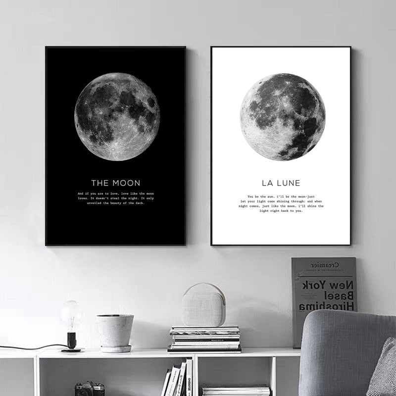 Black and White Moon Quotes Canvas Art