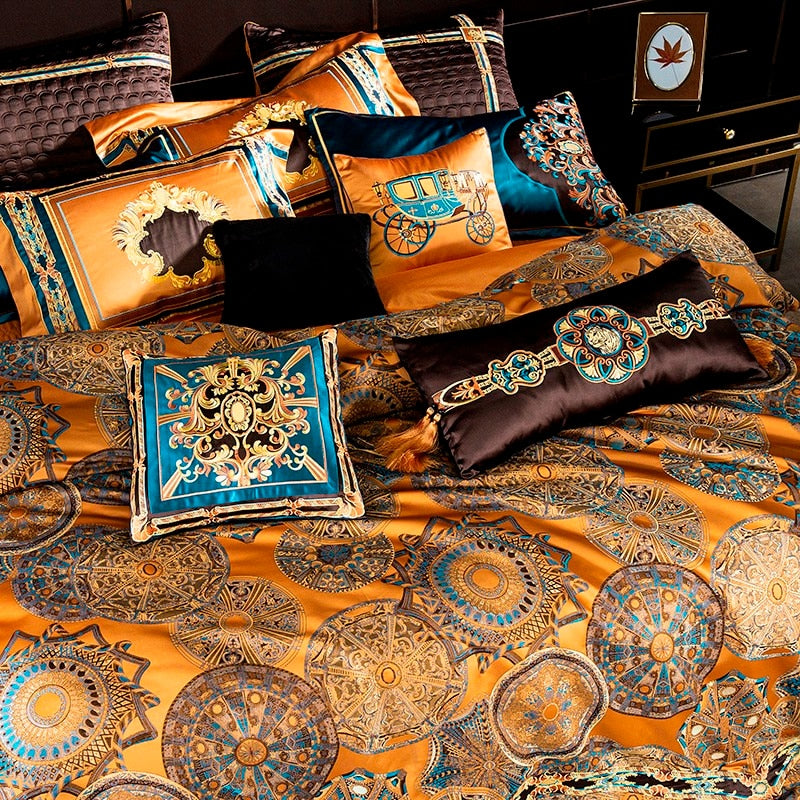 Hathor Luxurious Silk Jacquard Duvet Cover Bedding Set