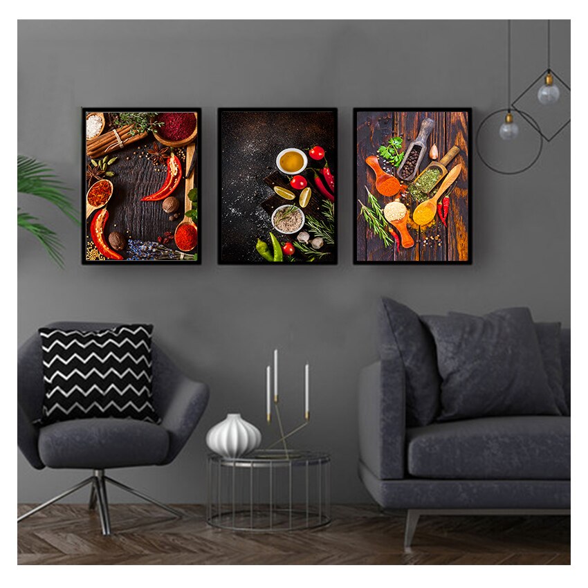 Kitchen Theme Mix Herb and Spices Canvas Art