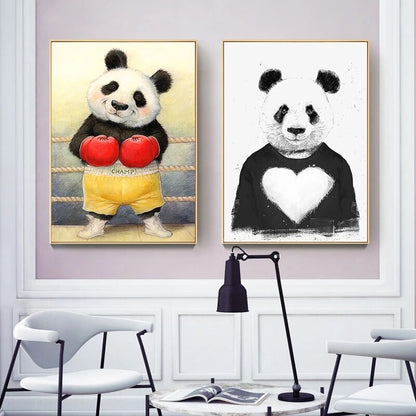 Cute Panda Bamboo Canvas Art