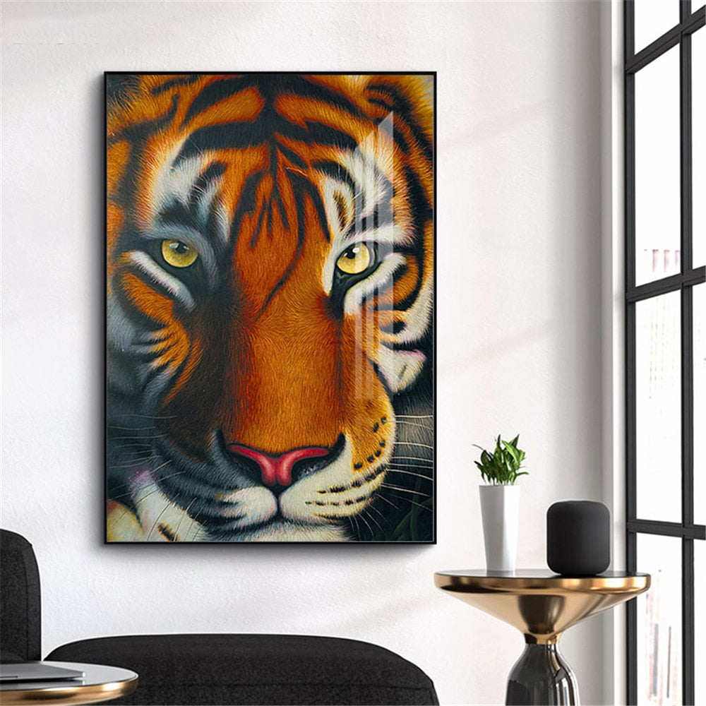 Tiger Lion Wolf Close Up Canvas Art