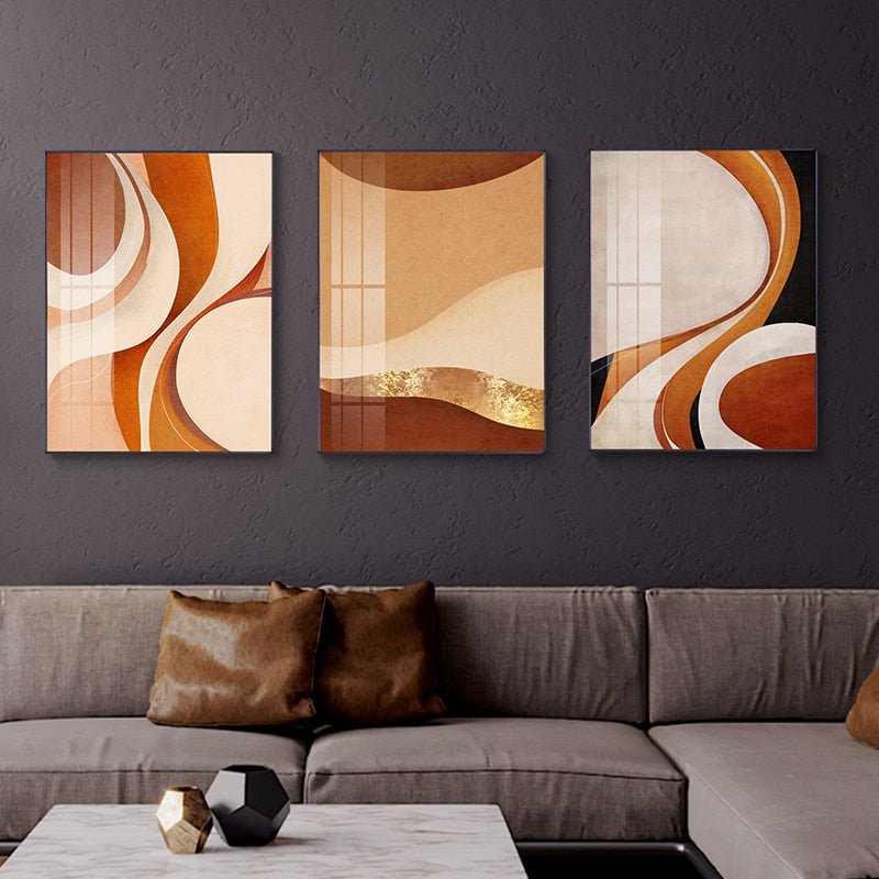 Abstract Beige Orange Brown Autumn Canvas Art