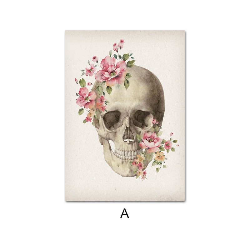 Floral Skeletal Bones Anatomy Canvas Art