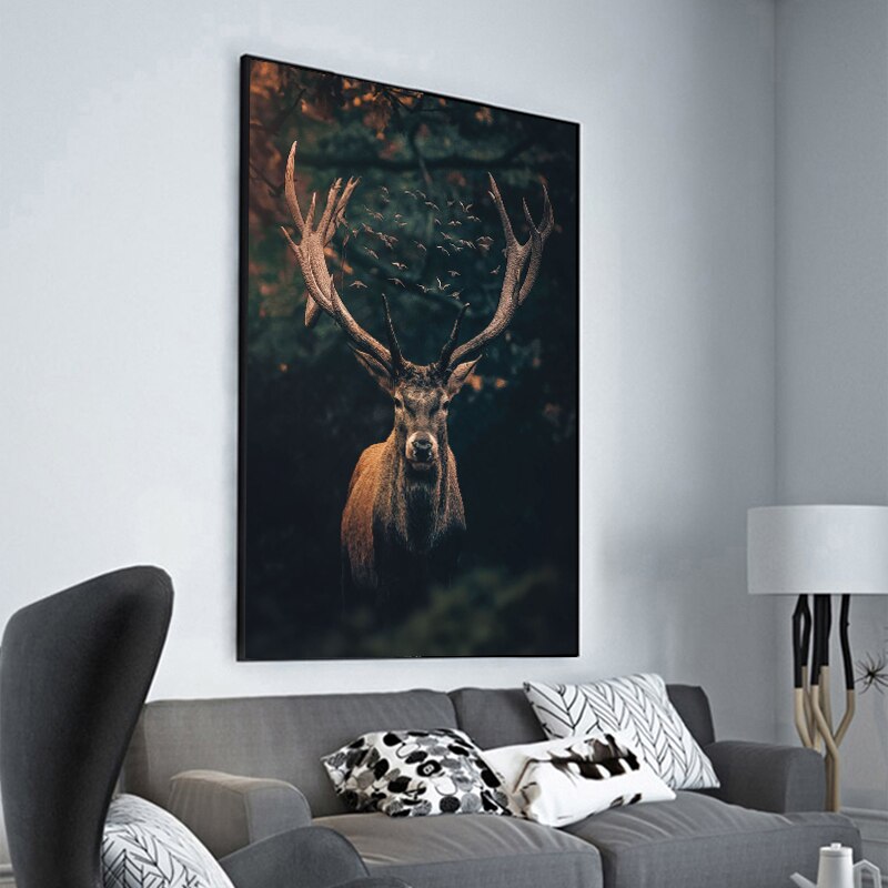 Brown Elk Forest Canvas Art