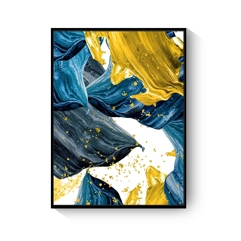 Golden Blue Foil Nordic Canvas Art