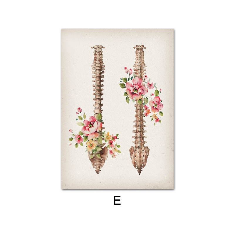 Floral Skeletal Bones Anatomy Canvas Art