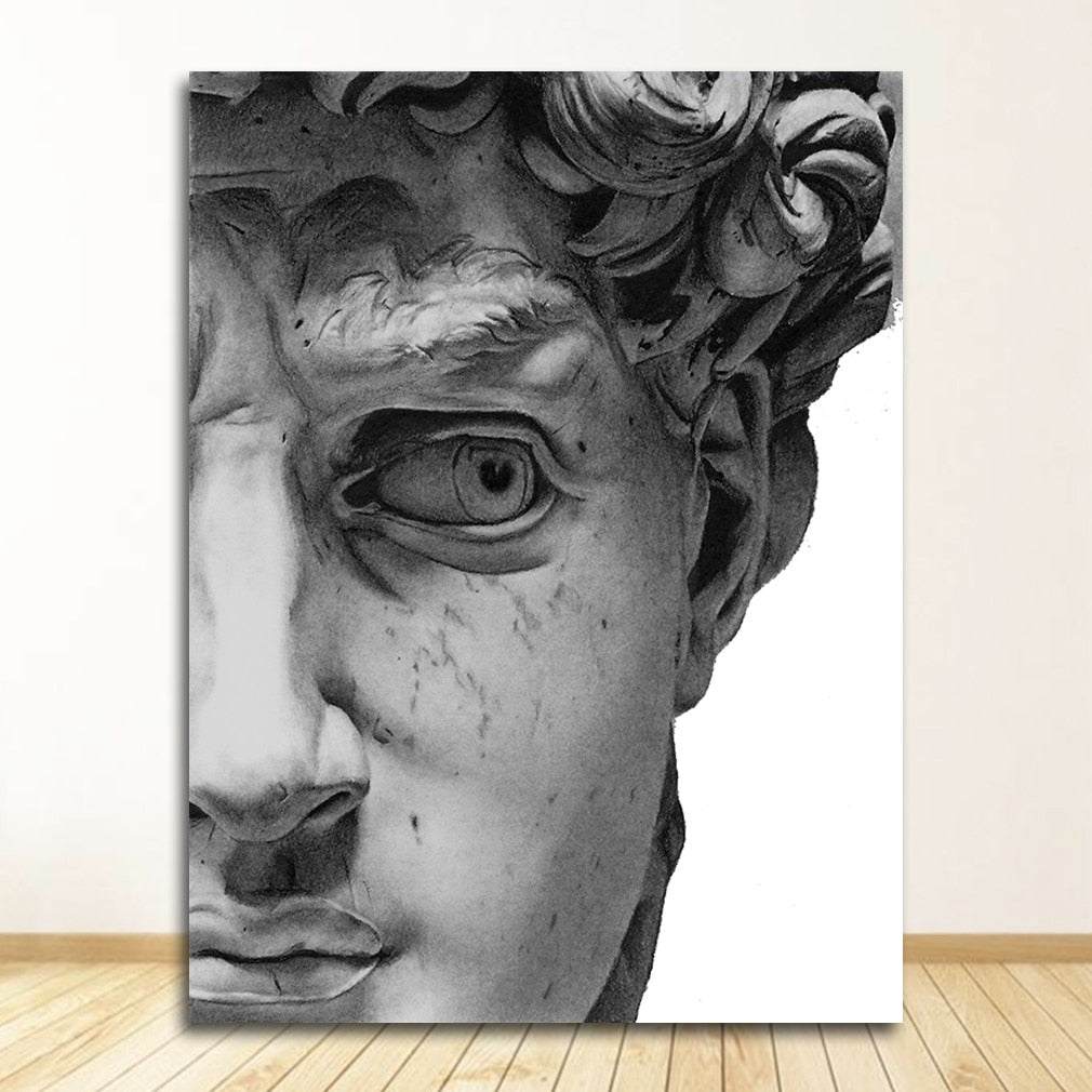 Black and White David Head Wall Art Canvas