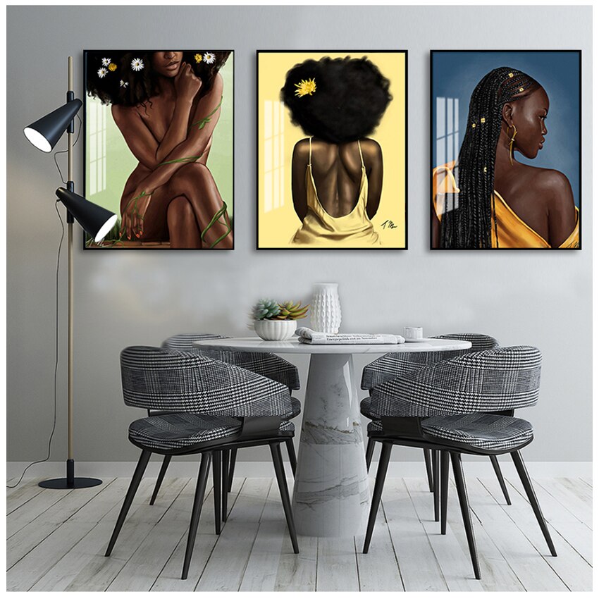 African Art Black Woman Portrait Canvas