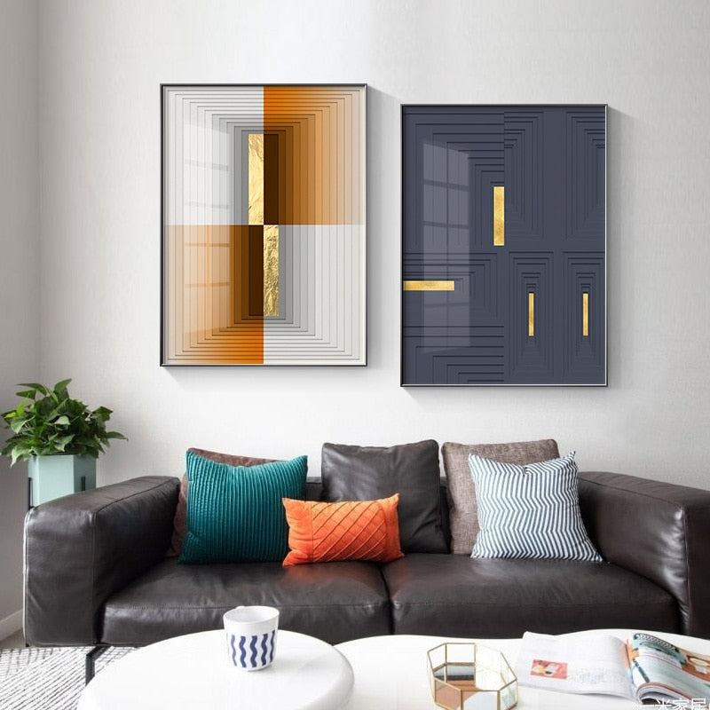 Minimalist Golden Strips Canvas Art