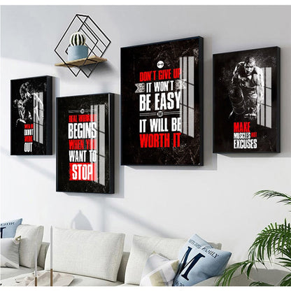 Muscle Bodybuilding Fitness Motivational Quotes Art Canvas