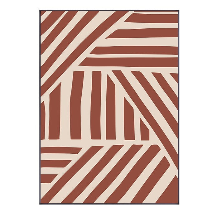 Abstract Geometric Brown Beige Black Canvas Art