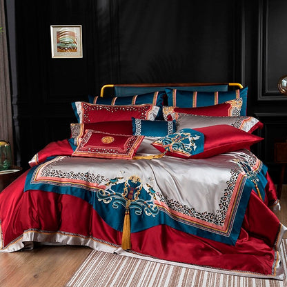 Etugen Luxurious Silk Jacquard Duvet Cover Bedding Set