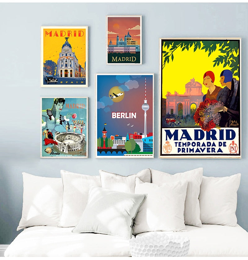 Berlin Madrid Poster Canvas Art